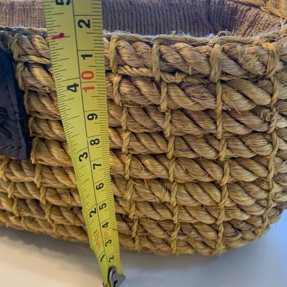 Triodream handwoven natural abaca fabric and amp, leather handles baguette shape - Picture 7 of 7